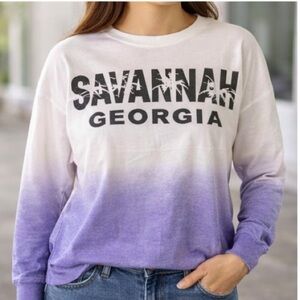 Savannah Georgia Women's S Multicolor Long‎ Sleeve Crew Neck T-Shirt